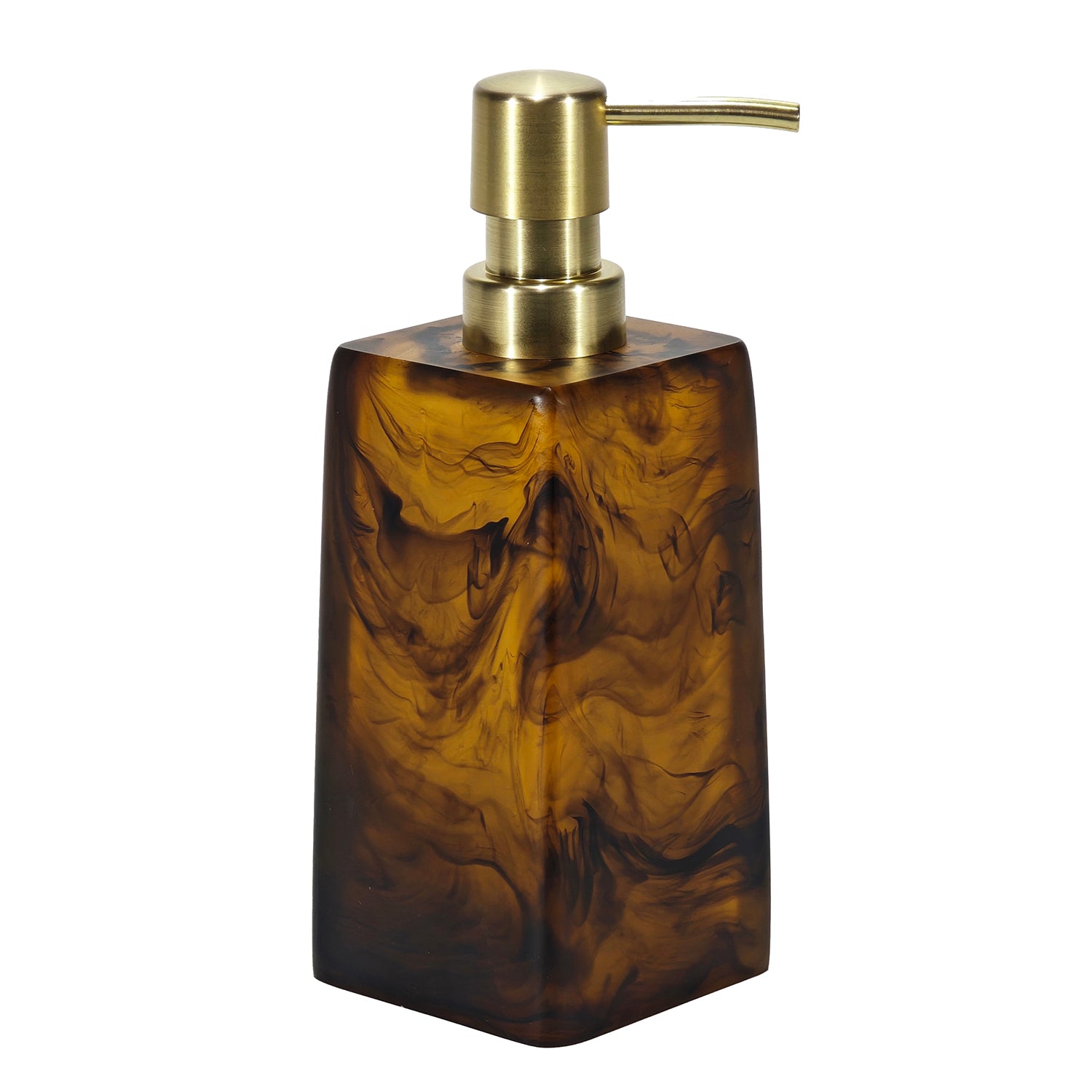 VESTIAMO CASA - Dispenser sapone Effetto Marmo Marrone 300 ml - h19,3x7,2x7,2 cm